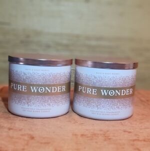 2 Bath & Body Works Pure Wonder 3 Wick Candles